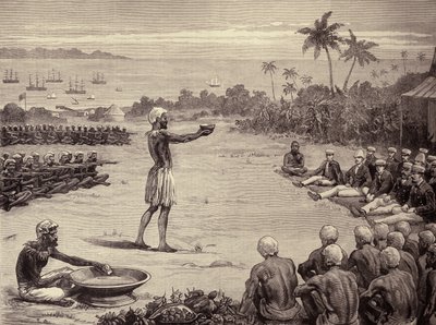 The Sailor Princes at the Fiji Islands: Incantation of the Yangona, or Kava Bowl by English School